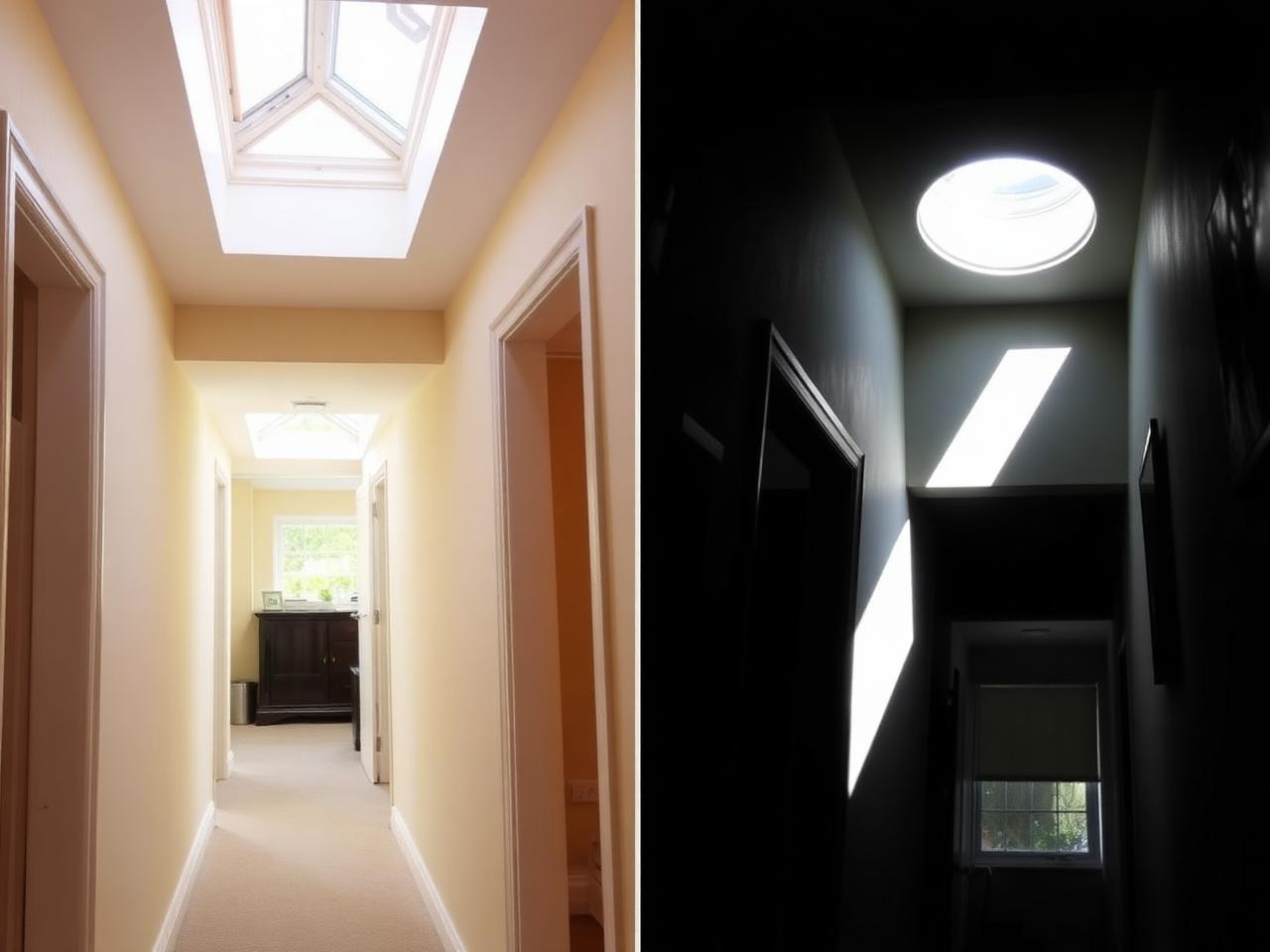 Sun tunnel before/after